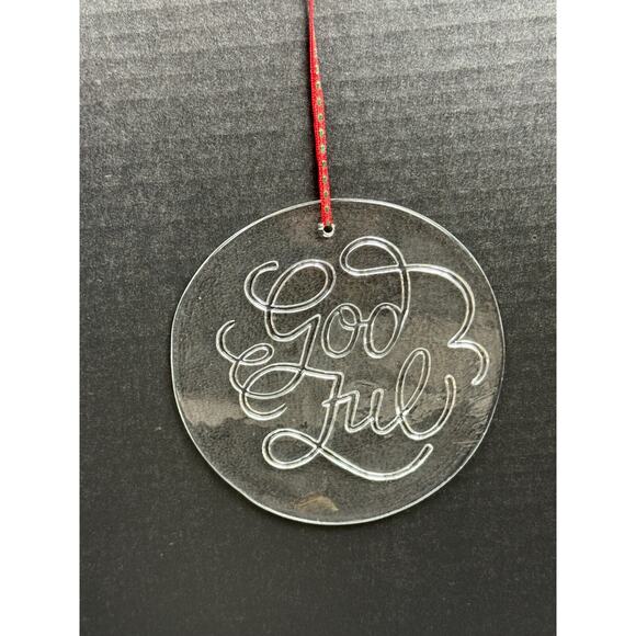 Hadeland Norway Crystal "God Jul" (Merry Christmas) Suncatcher/Ornament 6" Vtg - Picture 1 of 9